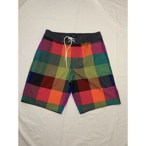 American Eagle AE Mens M Swim Trunks Board Shorts Multi-colored‎ Plaid